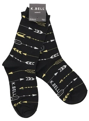 Calcetines para mujer K. Bell negros brillantes flechas suroeste 60 % algodón talla 9-11 Foto 1 de 4