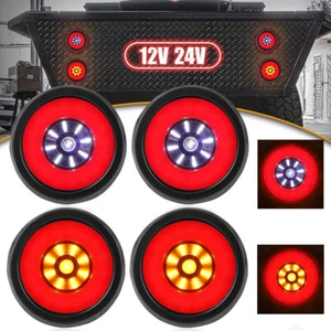 4" LED Truck Trailer RV Tail Lights Turn Signal Stop Brake Reverse Lamps Round - Picture 1 of 26