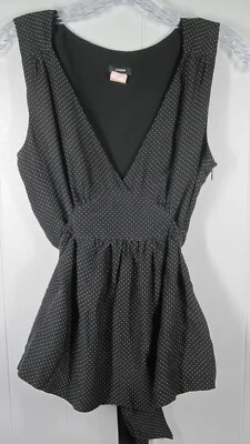 J. Muñeca bebé de seda a lunares negra/blanca Crew Top para mujer 6 lazo cintura Y2K años 90 Foto 1 de 4