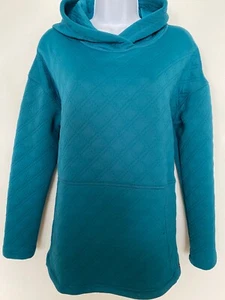 EDDIE BAUER  Women's Large Teal Hooded Quilted Pullover Jackets With Pockets - Picture 1 of 10