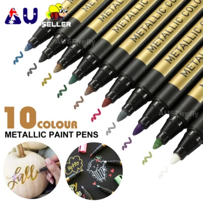 10 Colors Acrylic Paint Pens Sets Fine Art Marker Metal Glass Rock Waterproof AU - image 1 of 4