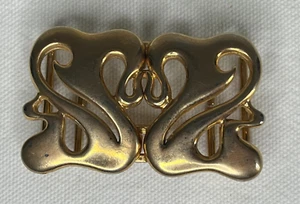 Vintage Art Nouveau Abstract Motif Gold Tone Belt Buckle Clip Hook 2 Piece - Picture 1 of 9