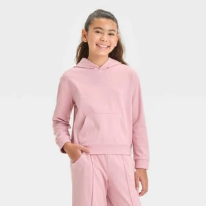 Cat & Jack Girl's Super Soft Brushed Knit Pullover Hoodie Dusty Pink X-Large NEW - Picture 1 of 1