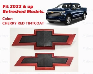 2022+ Chevrolet Refreshed Silverado 1500 Bowtie Front & Rear Red Black Emblem - Picture 1 of 10