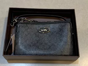 Coach Women’s Black & Gray Logo Wristlet New In Box - Picture 1 of 7
