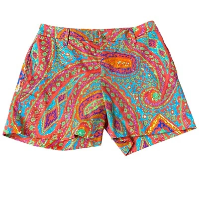 Pantalones Cortos Chinos Ralph Lauren Para Mujer 2 Coloridos Multicolor Artísticos Paisley Estampado Audaz Foto 1 de 4