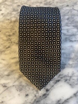 Geoffrey Beene 100% Silk Gray Black Handmade Jacquard Geometric Tie~3.25" J15 - Image 1 of 4