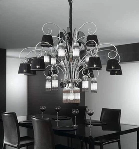 Lampadario a sospensione classico con cristallo argento nero  - Imagen 1 de 1