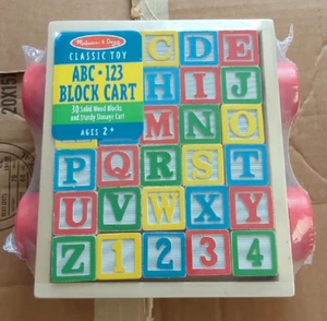 Melissa & Doug Classic ABC 123 Alphabet Wooden Block Cart 30 Wood Blocks 428607 - Picture 1 of 6