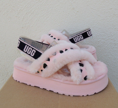 SANDALI UGG DISCO CROSS ANIMALIA PELLE DI PECORA SLIDE PLATFORM US 11 EUR 42 ~NUOVI