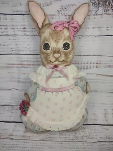 Vintage Handarbeit Osterhase Hase Frühling Kissen Plüsch Oma Kern Land 18 Zoll - Bild 1 von 10
