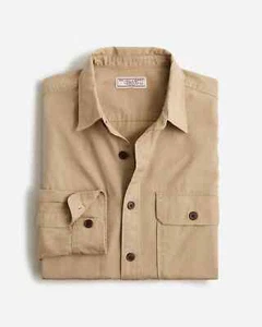 J. Crew Men's Wallace & Barnes Slub Poplin Military Shirt Classic Khaki - NWT - Picture 1 of 6