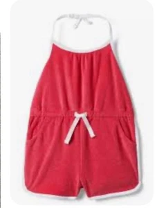Janie And Jack Girls Red Terry Halter Coverup Romper NWT Size 18 - Picture 1 of 3