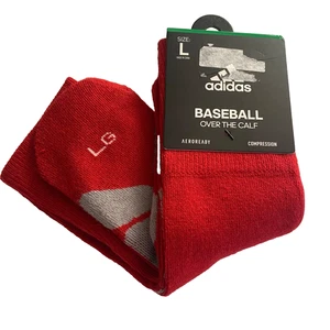 adidas Baseball Over The Calf Socks Aeroready Compression Sz L Red/White NEW - Picture 1 of 8