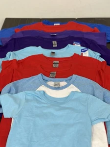 9 Cotton YOUTH T-shirt  Lot Cotton Blank T Shirts Assorted Size & Colors - Picture 1 of 16