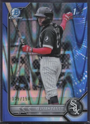 2022 Bowman Elijah Tatis Chrome 1st Prospect Blue RayWave Refractor #/150 - Image 1 of 2