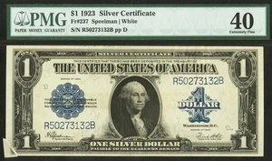 $1 1923 Silver Cert LARGE SIZE ERROR - Gutter Fold BUTTERFLY SCARCE PMG EF 40 - Picture 1 of 2