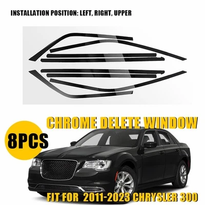 Superposición de vinilo oscurecido de eliminación de cromo para Chrysler 300 2011-2023 moldura de ventana lateral Foto 1 de 4