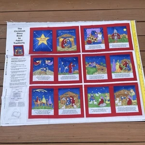 "The Christmas Story Book" BY Fabric Traditions Jesus Nativity FABRIC PANEL Vtg - Picture 1 of 7