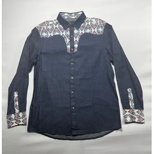 Rock Roll 'N' Soul Men's Long Sleeve Blue Button Up Shirt - Size L - Picture 1 of 4