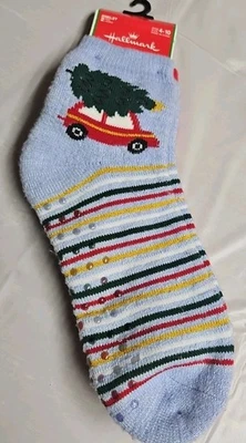 全新 Hallmark 圣诞脚踝握把袜 (2 双 ) 女式 4-10 码 — 第 1/4 张图片