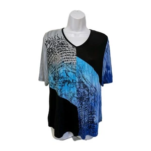 Parsley & Sage Artsy Top Womens PM Half Sleeve Bohemian #swtr2 - Picture 1 of 6