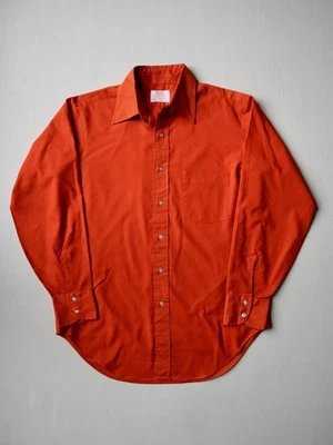 Vintage 70s Arrow Kent Collection Dagger Collar Shirt Orange Decton Perma Size L - Image 1 of 4