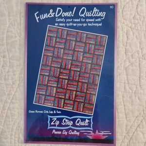 Zip Strip Quilt Pattern Pieced Wall Patchwork Quilt 75"x90" Fun & Done Quilting - Picture 1 of 24
