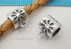 1x STERLING SILVER FLOWER TUBE EUROPEAN BRACELET CHARM CONNECTOR 4.8mm #2543 - Picture 1 of 2