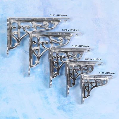 CAST CHROME POLISHED VICTORIAN SCROLL WALL SHELF BRACKET CISTERN ANTIQUE NO IRON - Image 1 of 4