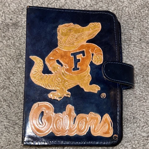 Vintage Leather Embossed Florida Gators 6 Ring Binder 7 1/2" x 5” FREE SHIP Cover