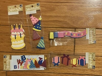 Lote de 5 pegatinas álbum de recortes Jolee’s By You + éxito EK precio base ~ feliz cumpleaños Foto 1 de 2
