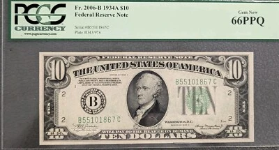 FR. 2006 B $10 1934-A Federal Reserve Note Gem PMG CU66 EPQ FREE SHIPPING - Image 1 of 2