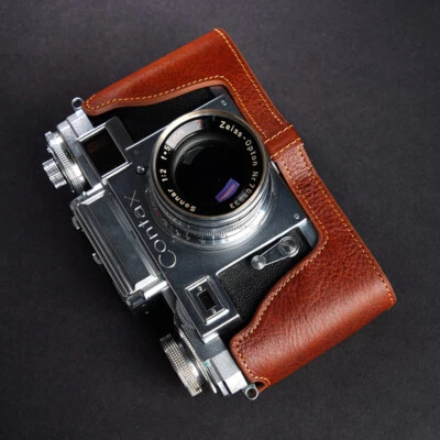Capa meia câmera de couro genuíno feita à mão para ZEISS IKON CONTAX iiiA IIA - Imagem 1 de 4