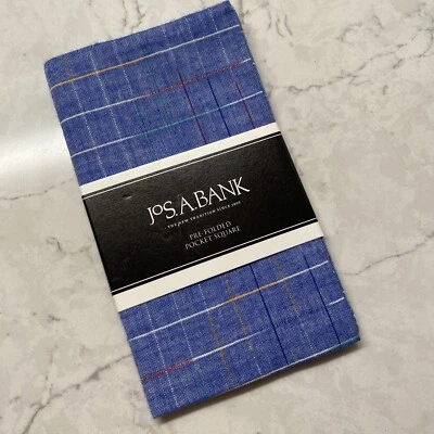 Jos A Bank предварительно сложенный карман квадратный синий мульти полоски хлопок носовой платок носовой платок - Изображение 1 из 4