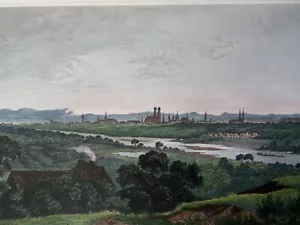 Munich Bavaria Germany Landscape City View c. 1850's miniature hand color print - Picture 1 of 2