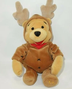 Walt Disney 8" Reindeer Pooh Christmas Bean Bag Plush Soft Holiday Stuffed Toy - Picture 1 of 9