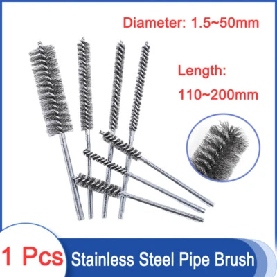 1 Pcs Stainless Steel Wire Pipe Clean Brush Electric Drilling Round Tube Brushes - Image 1 of 4