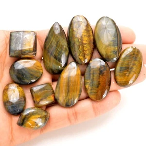 11Pcs 314Cts Natural Tiger Eye Cabochon Loose Gemstone Lot 16x15-38x19mm#14288 - Picture 1 of 6