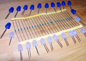 24x JUMBO 8mm Blue White Diffused Round LEDs & LED Resistor Pack - USA - Picture 1 of 10