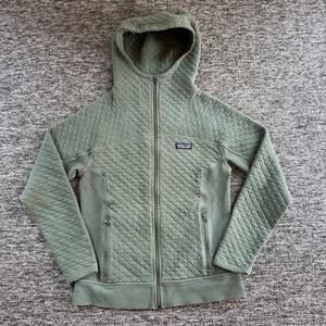 Patagonia Hoodie Womens Size Small Green Quilted Zip Up Sweater Jumper Outdoor - Picture 1 of 8
