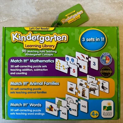 The Kindergarten Learning Library 3-in-1 Children Learning Cards 90 Match Pairs - Image 1 of 2