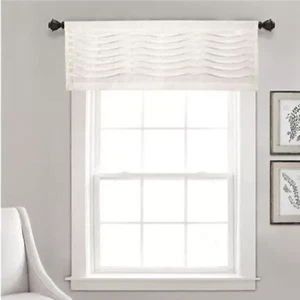 Lush Decor, WHITE Wave Texture Valance | Pleated Ruffle Fold 52"x18" NEW - Picture 1 of 3