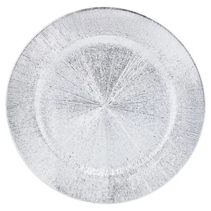 Navidad 4 Platos Cargador Cena Manteles Mesa Comedor Plata Explosión 33cm - Imagen 1 de 4