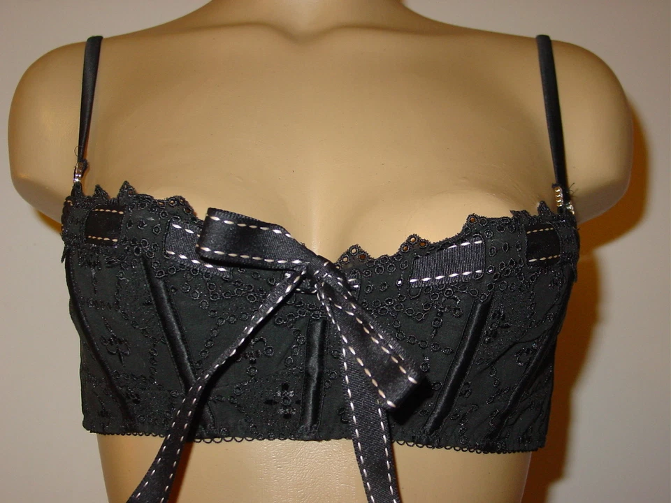 Sujetador Pleasure State Victorias Secret Negro Ojales Estilo Bustier Cinta Borde-L NUEVO Foto 1 de 4