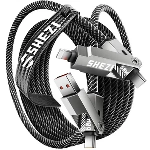 4 in 1 3M/ 10 FT, 60W USB C Cable, Long Nylon Braided Fast Charging [480Mbps] - Zdjęcie 1 z 7