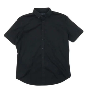 10x Atlantic Bay Mens Black Button-Up Size M Collared Button Short Sleeve Shirt - Picture 1 of 4
