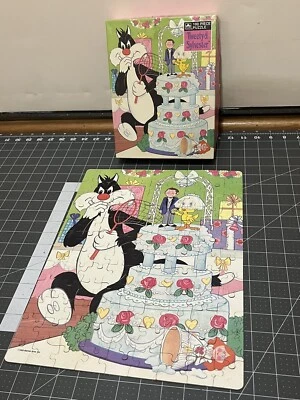 Quebra-cabeça vintage 1983 dourado TWEETY & SYLVESTER 100 peças casamento LOONEY TOONS - Imagem 1 de 4