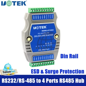 UOTEK Industrial RS232 RS485 to 4 Ports RS485 Hub Adapter with Isolation UT-5204 - Picture 1 of 10