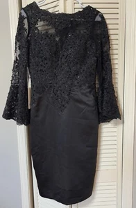 Womens size 4, black mid length formal dress, TS Couture, New With Tags - Picture 1 of 7